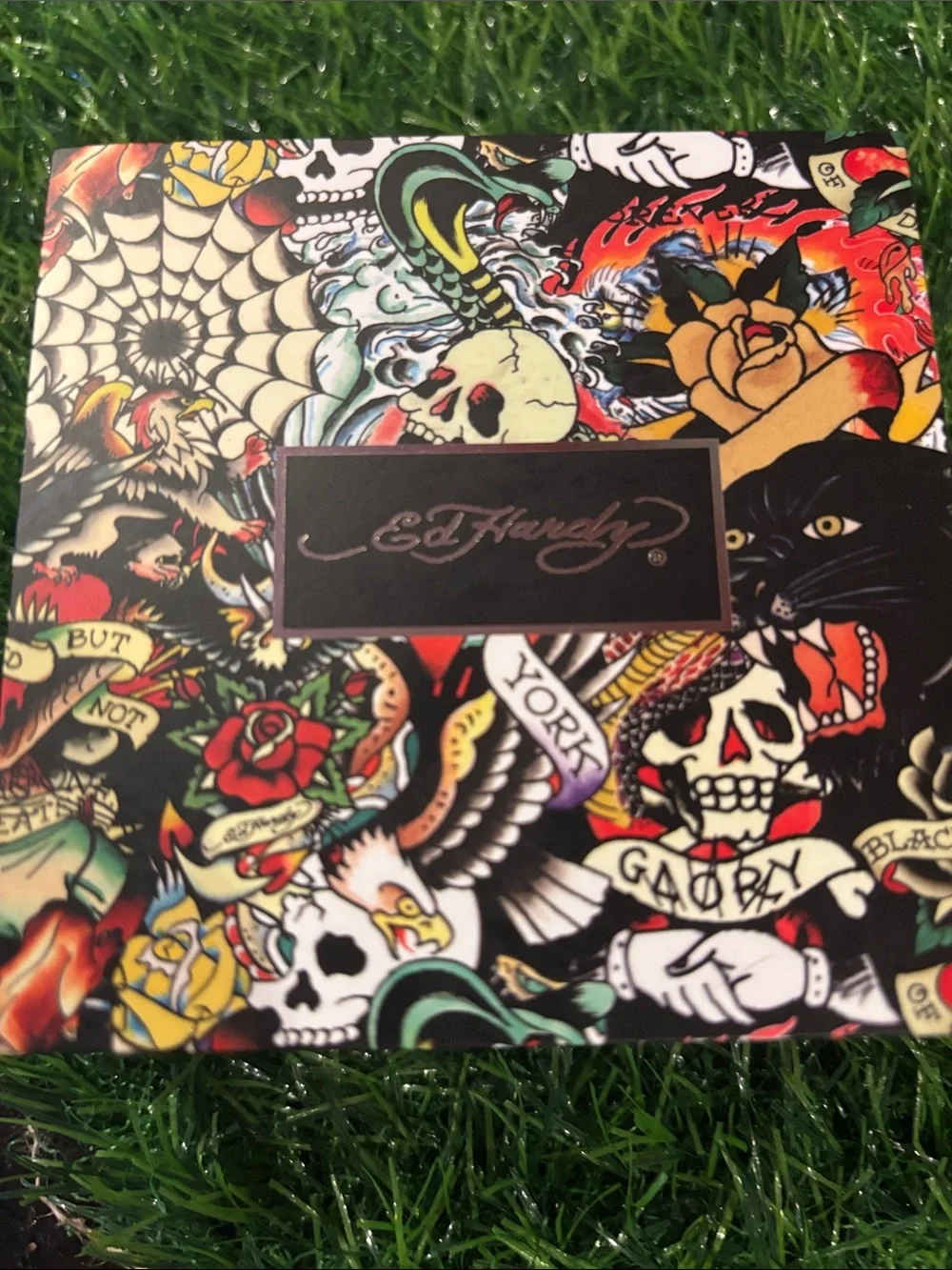 Ed Hardy Silver and Black Stainless Steel Necklace and Bracelet Set